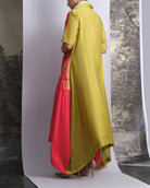 Vermilion & Chartreuse Chanderi Cowl Top - CiceroniDressesOtouto