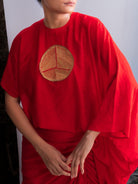 Vermilion Red Chanderi Drape Co - ord Set - CiceroniSkirt SetOtouto