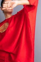 Vermilion Red Chanderi Drape Co - ord Set - CiceroniSkirt SetOtouto