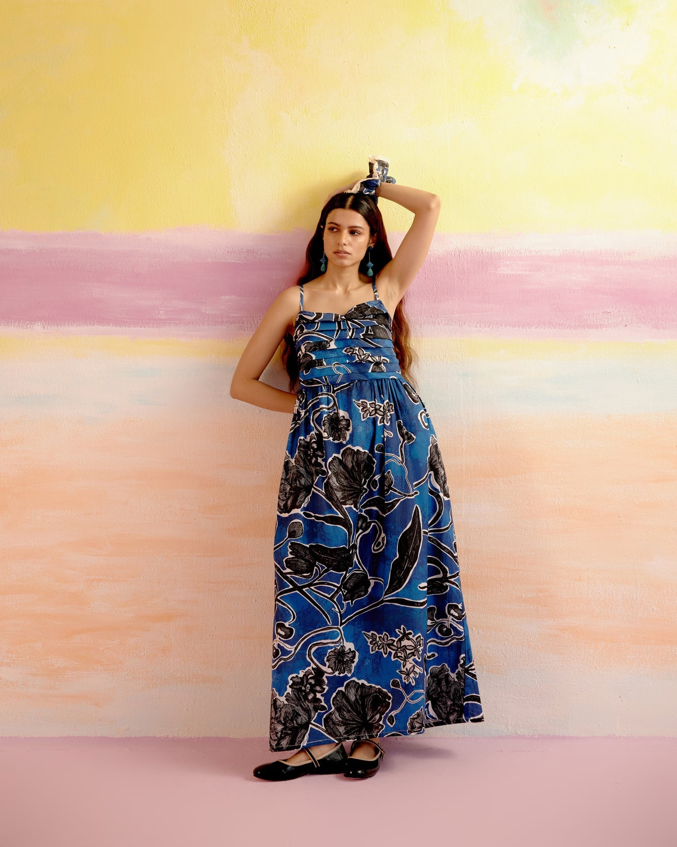 Verona Maxi Dress - Blue Jardin Print - CiceroniDressesHappi Space