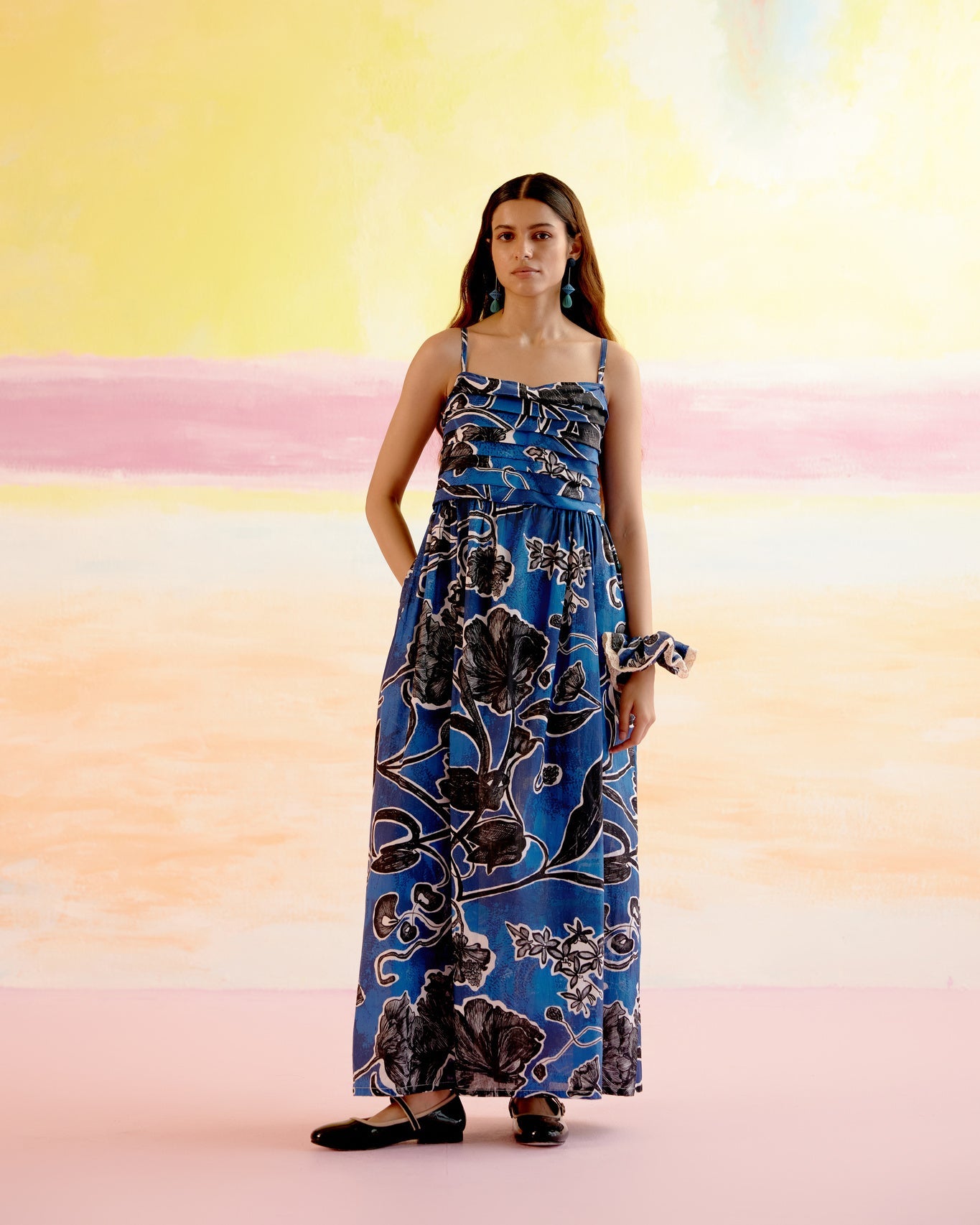 Verona Maxi Dress - Blue Jardin Print - CiceroniDressesHappi Space