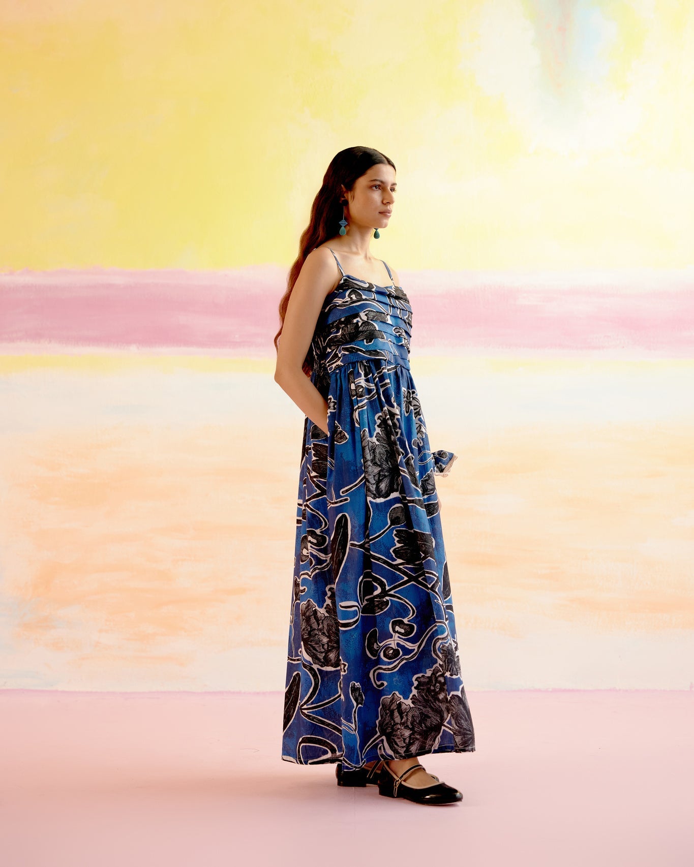 Verona Maxi Dress - Blue Jardin Print - CiceroniDressesHappi Space