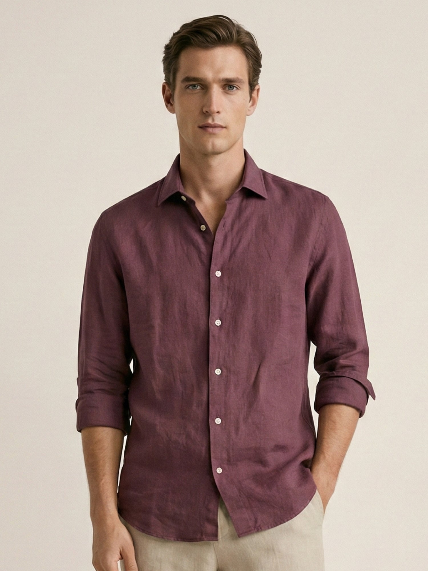 Vintage Plum 100% Pure Linen Shirt - CiceroniMen Shirtsbhrāta