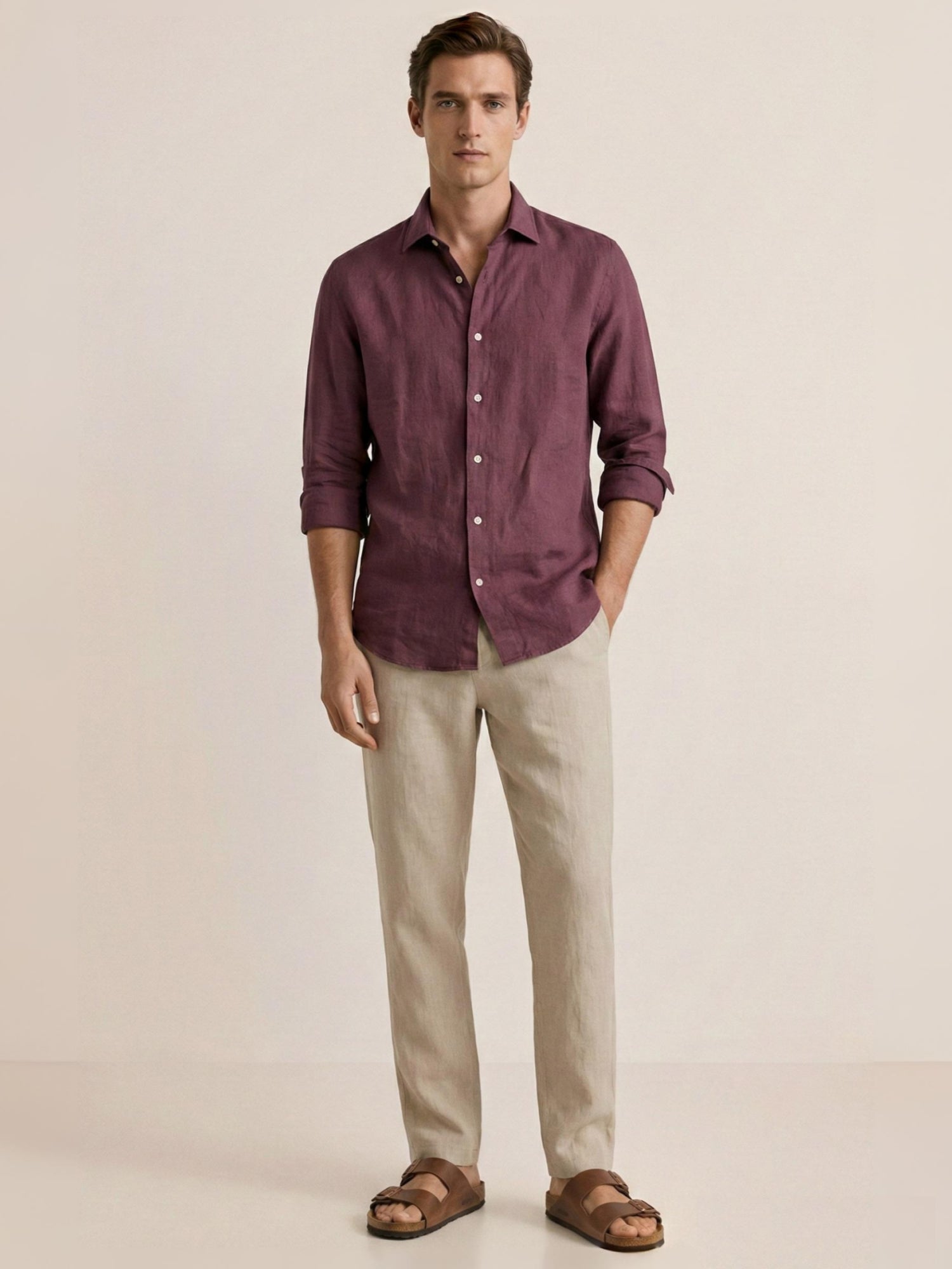 Vintage Plum 100% Pure Linen Shirt - CiceroniMen Shirtsbhrāta