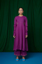 Violet Linen Anarkali Kurta Set - CiceroniKurta Set, Festive WearSaphed