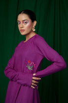 Violet Linen Anarkali Kurta Set - CiceroniKurta Set, Festive WearSaphed