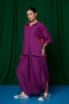 Violet Linen Boho Shirt and Dhoti Pants - CiceroniCo - ord SetSaphed