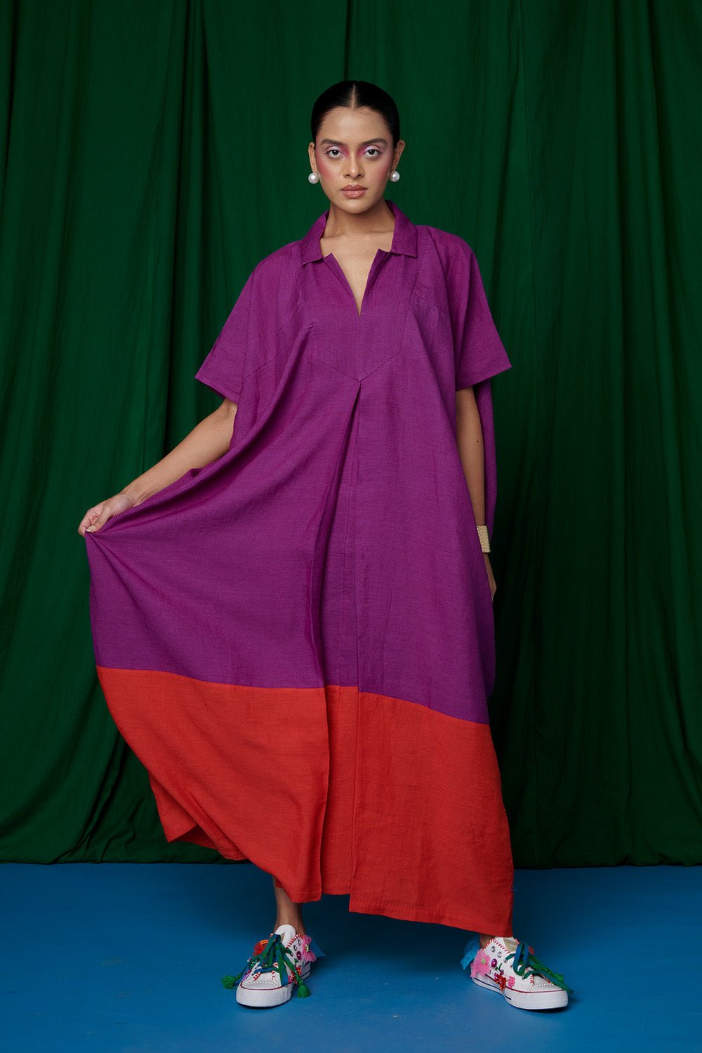 Violet Linen Kaftan Dress - CiceroniKaftanSaphed