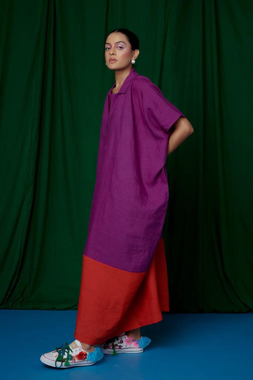 Violet Linen Kaftan Dress - CiceroniKaftanSaphed