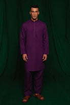 Violet Linen Men's Kurta Set - CiceroniKurta Set, Festive WearSaphed