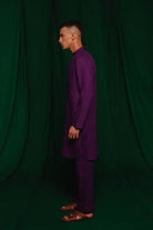 Violet Linen Men's Kurta Set - CiceroniKurta Set, Festive WearSaphed