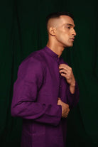 Violet Linen Men's Kurta - CiceroniKurta, Festive WearSaphed