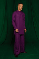 Violet Linen Saif Kurta Set - CiceroniCo - ord SetSaphed