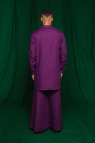 Violet Linen Saif Kurta Set - CiceroniCo - ord SetSaphed