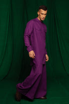 Violet Linen Saif Kurta Set - CiceroniCo - ord SetSaphed