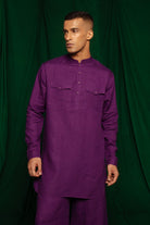 Violet Linen Saif Kurta Set - CiceroniCo - ord SetSaphed