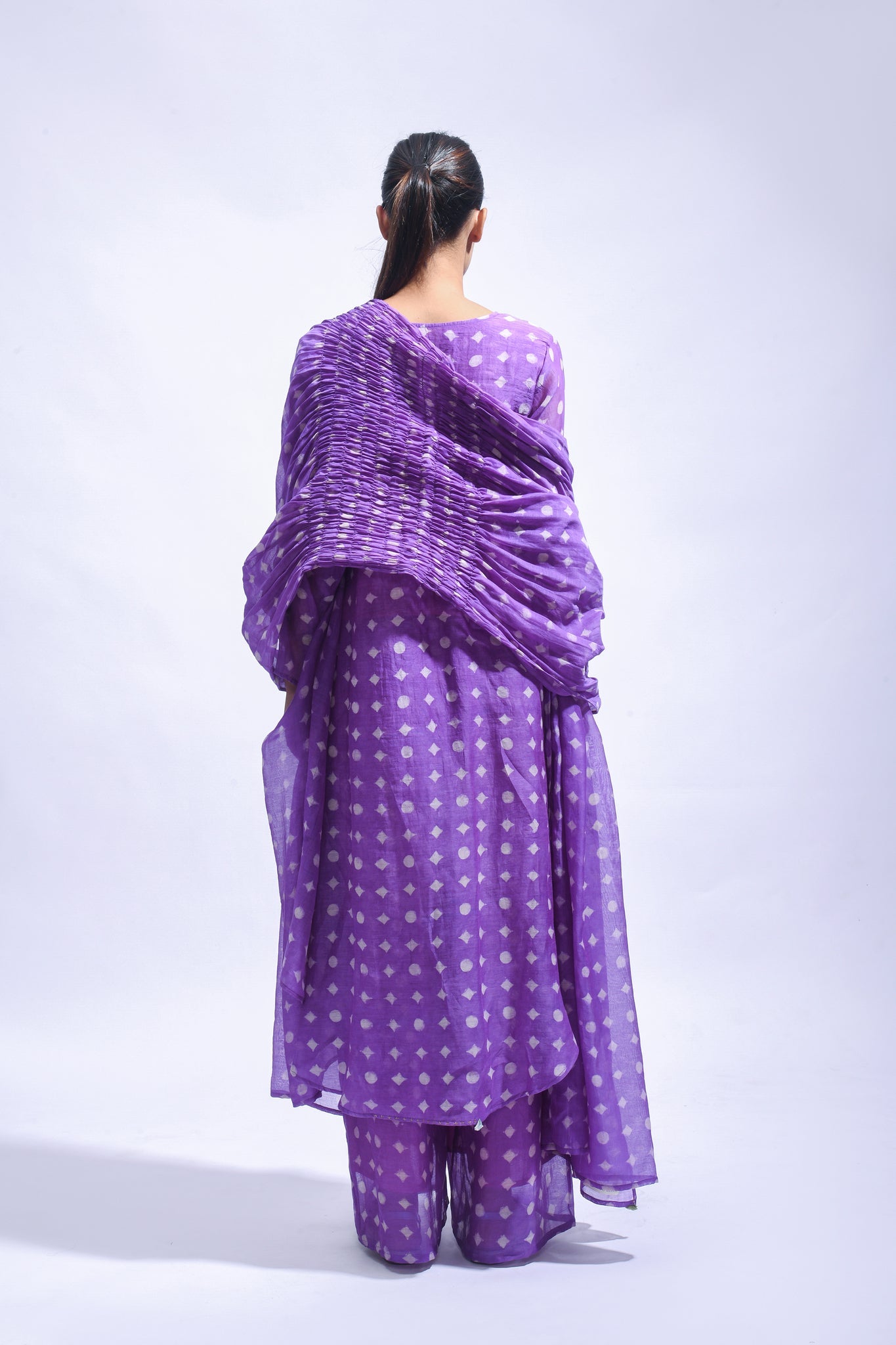 Violet Smocked Silk Set - CiceroniKurta Set, Everyday WearJayati Goenka