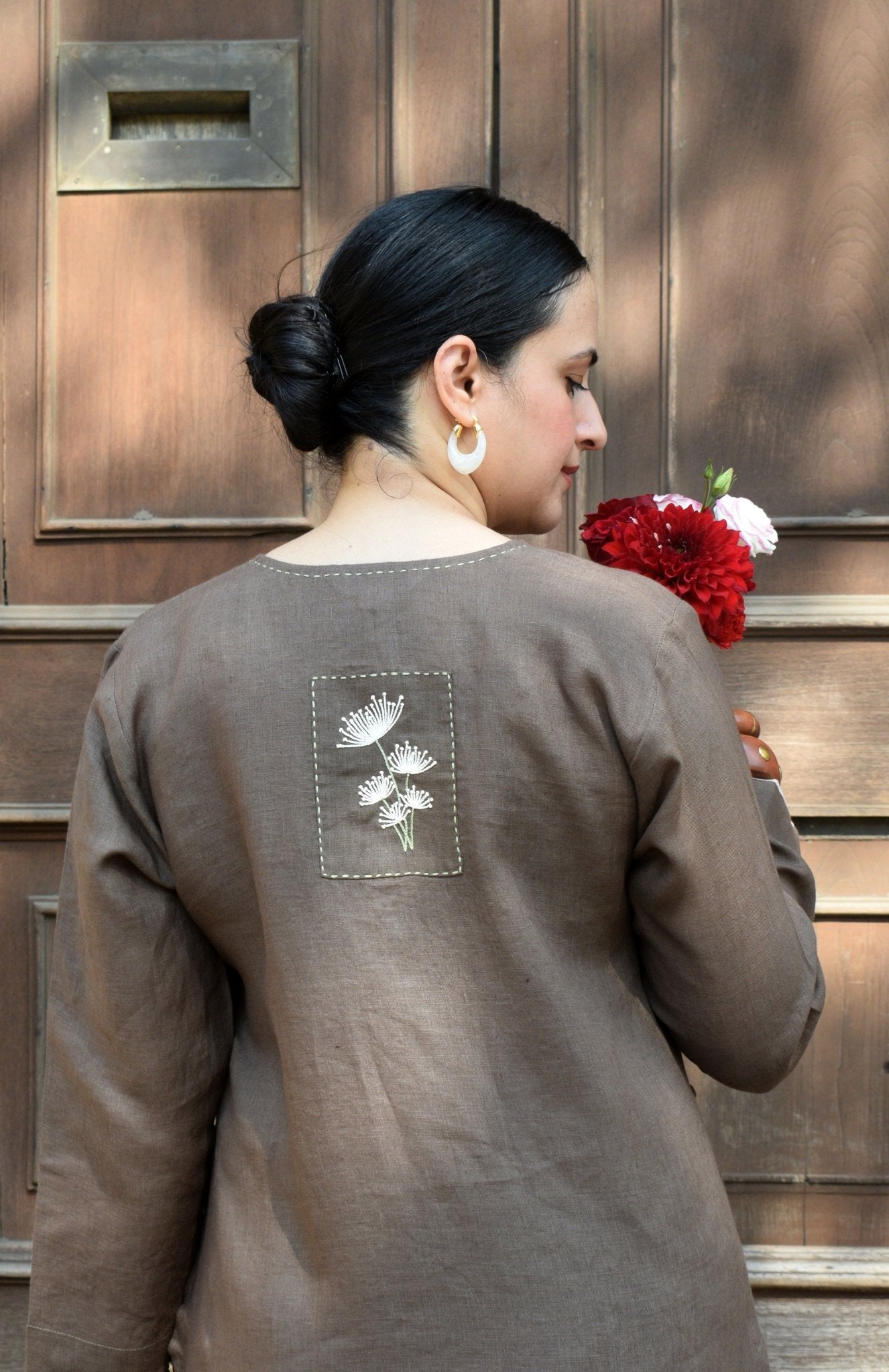 Walnut Brown Linen Co - ord Set - CiceroniKurta Set, Everyday WearHouse of Moxa