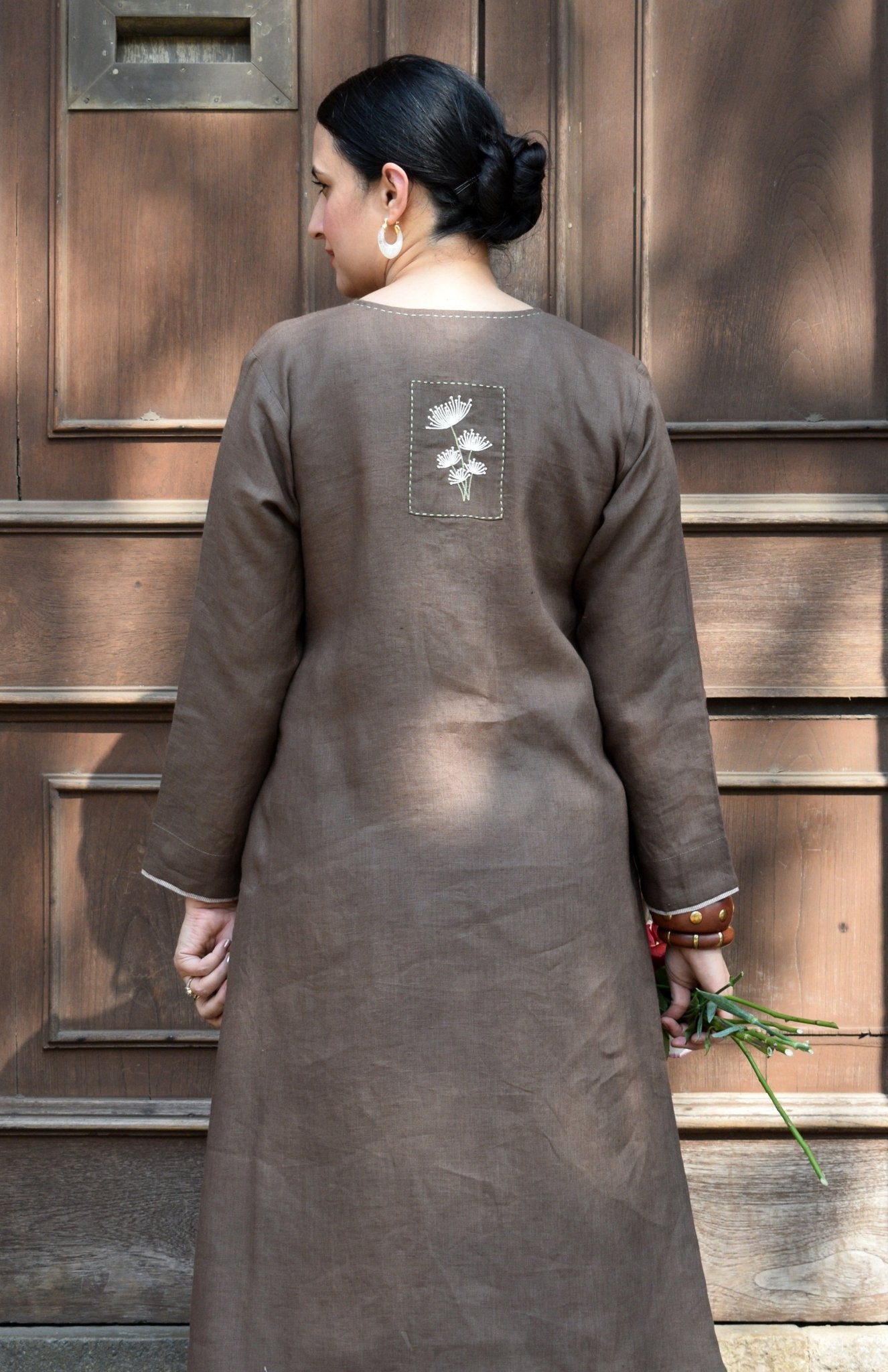 Walnut Brown Linen Co - ord Set - CiceroniKurta Set, Everyday WearHouse of Moxa