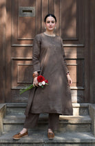 Walnut Brown Linen Co - ord Set - CiceroniKurta Set, Everyday WearHouse of Moxa