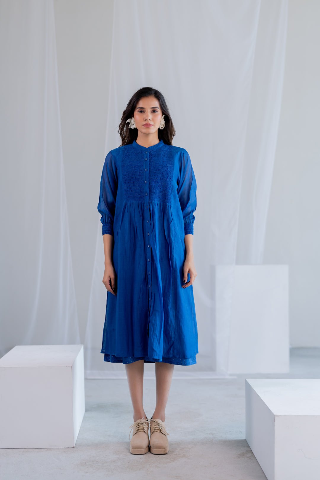Wavy Seas Chanderi Dress - CiceroniDressesSilai Studio