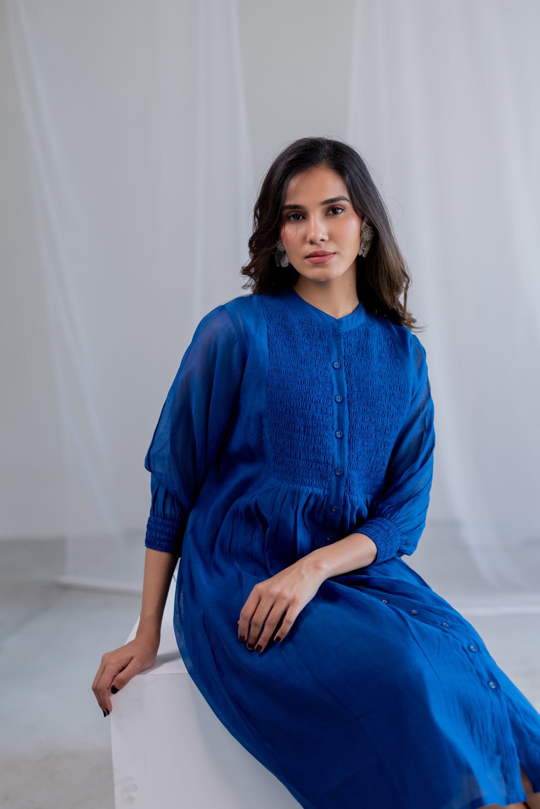 Wavy Seas Chanderi Dress - CiceroniDressesSilai Studio