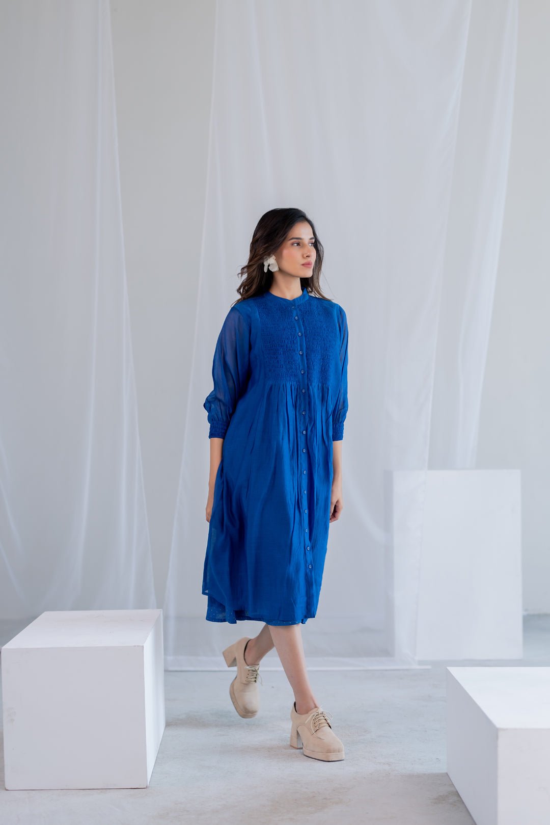 Wavy Seas Chanderi Dress - CiceroniDressesSilai Studio