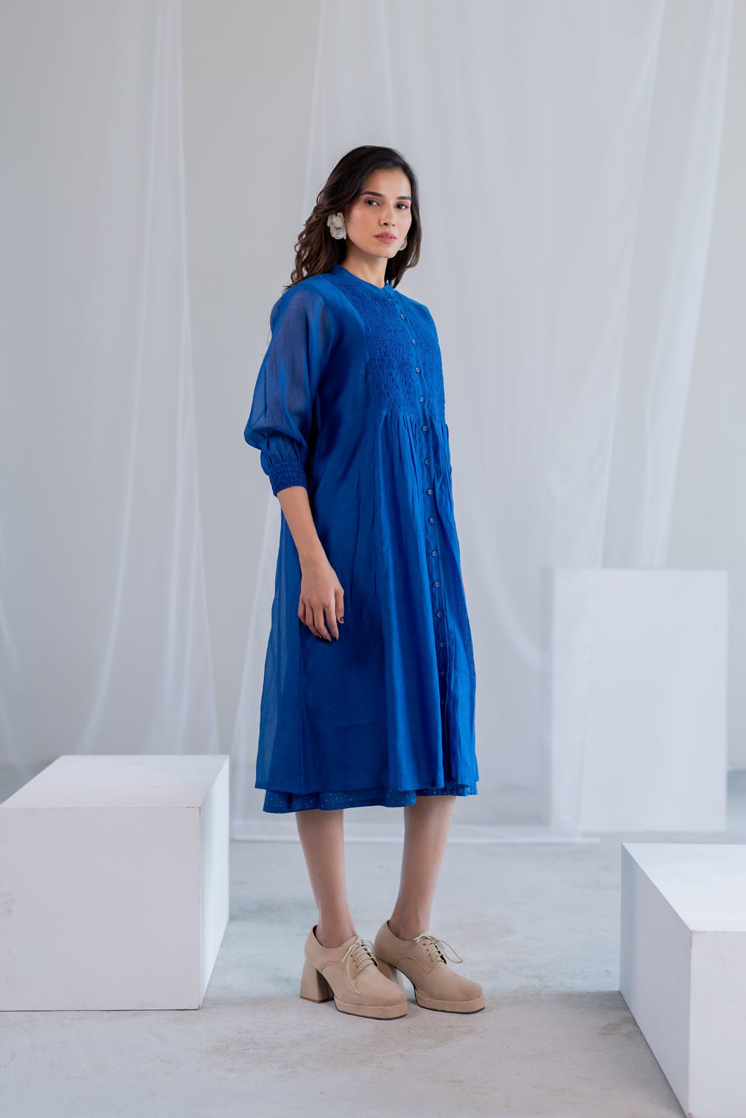 Wavy Seas Chanderi Dress - CiceroniDressesSilai Studio