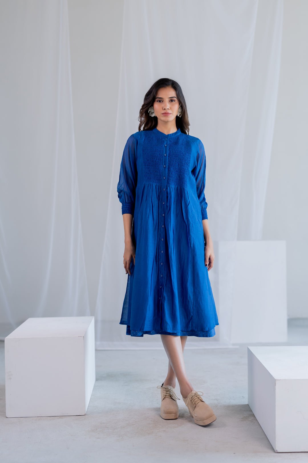 Wavy Seas Chanderi Dress - CiceroniDressesSilai Studio