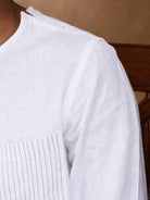 White 100% Linen Zippered Kurta - CiceroniMen Shirtsbhrāta