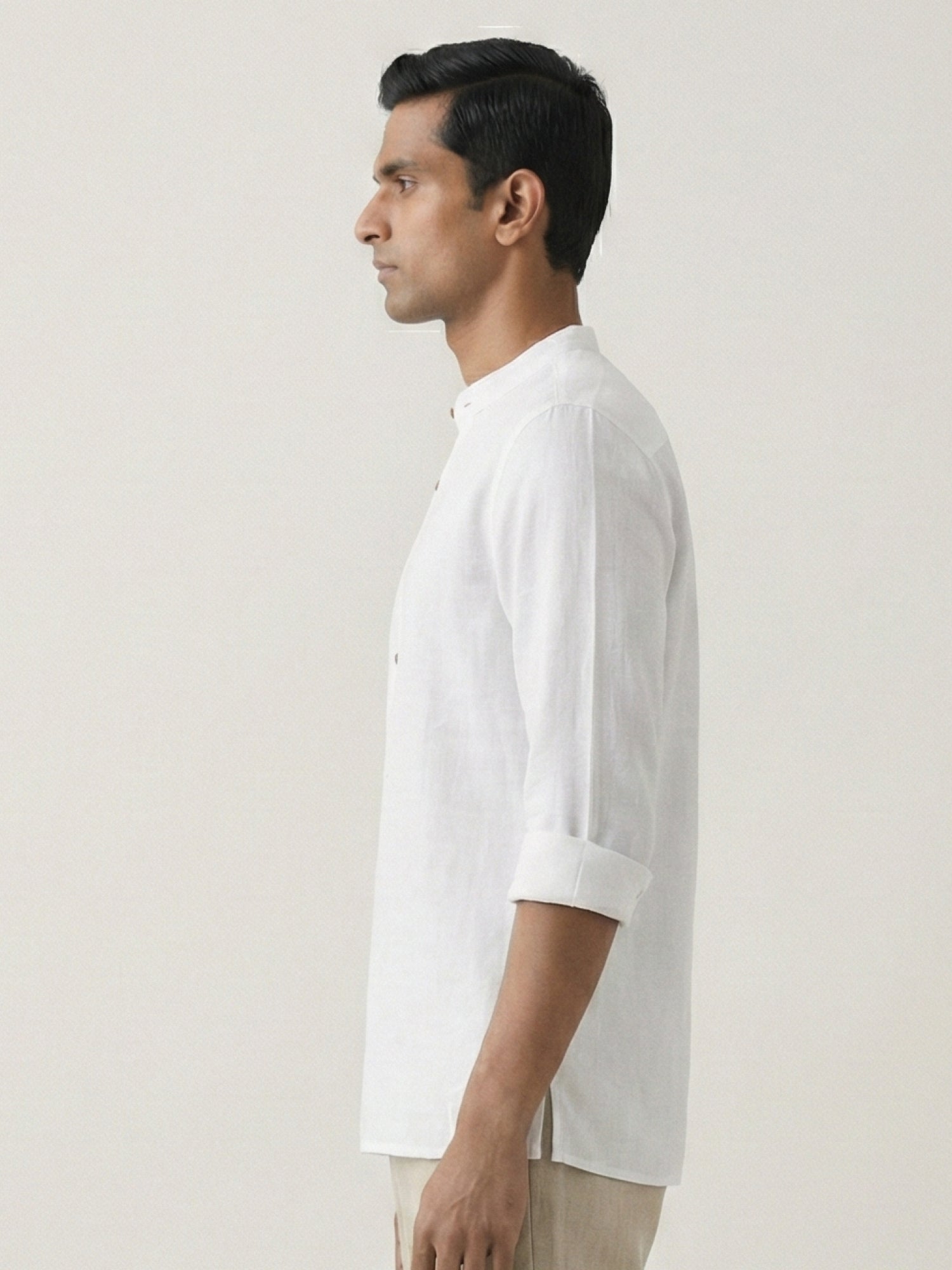 White 100% Pure Linen Classic Short Kurta - CiceroniKurta, Everyday Wearbhrāta