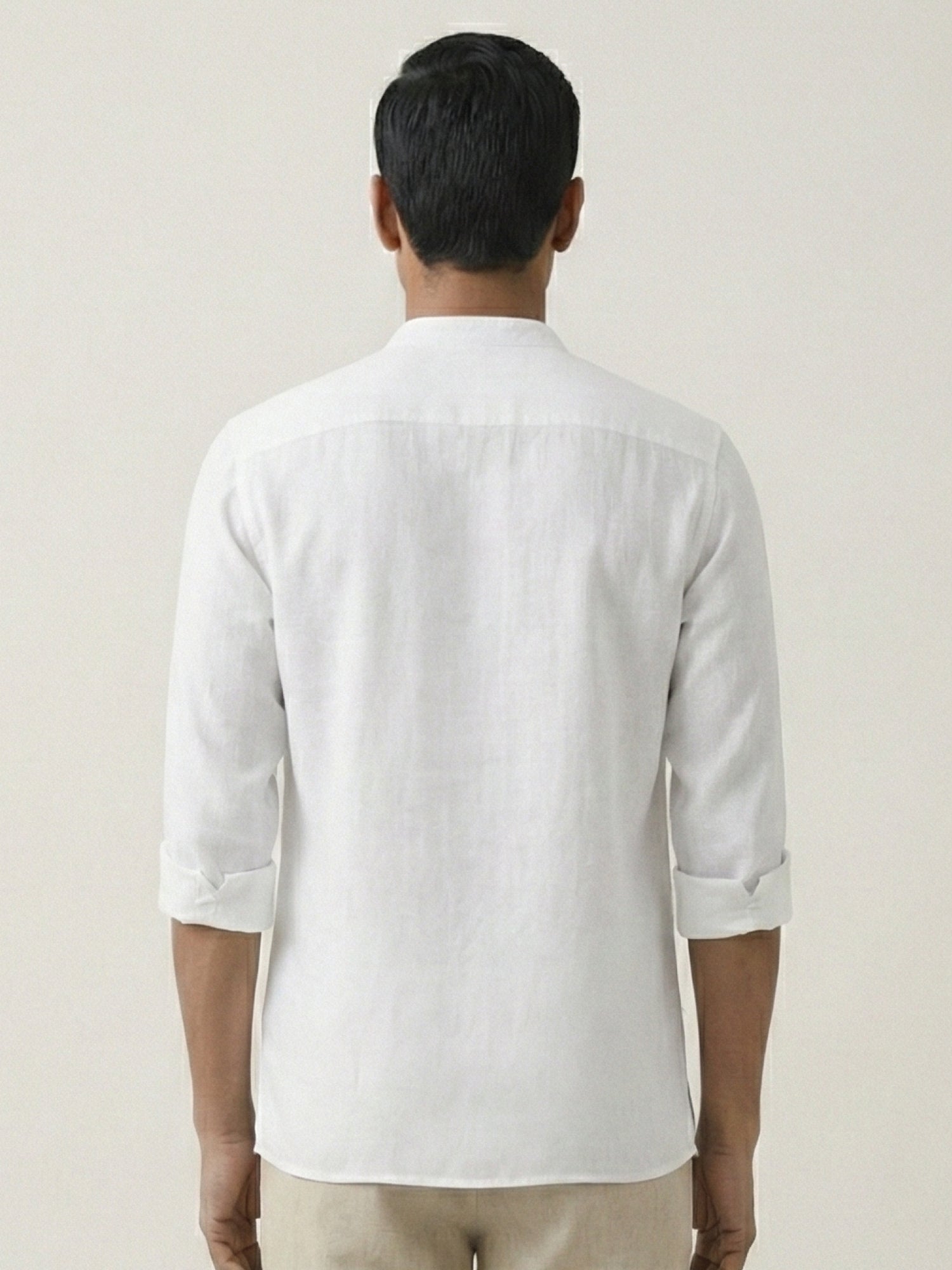 White 100% Pure Linen Classic Short Kurta - CiceroniKurta, Everyday Wearbhrāta