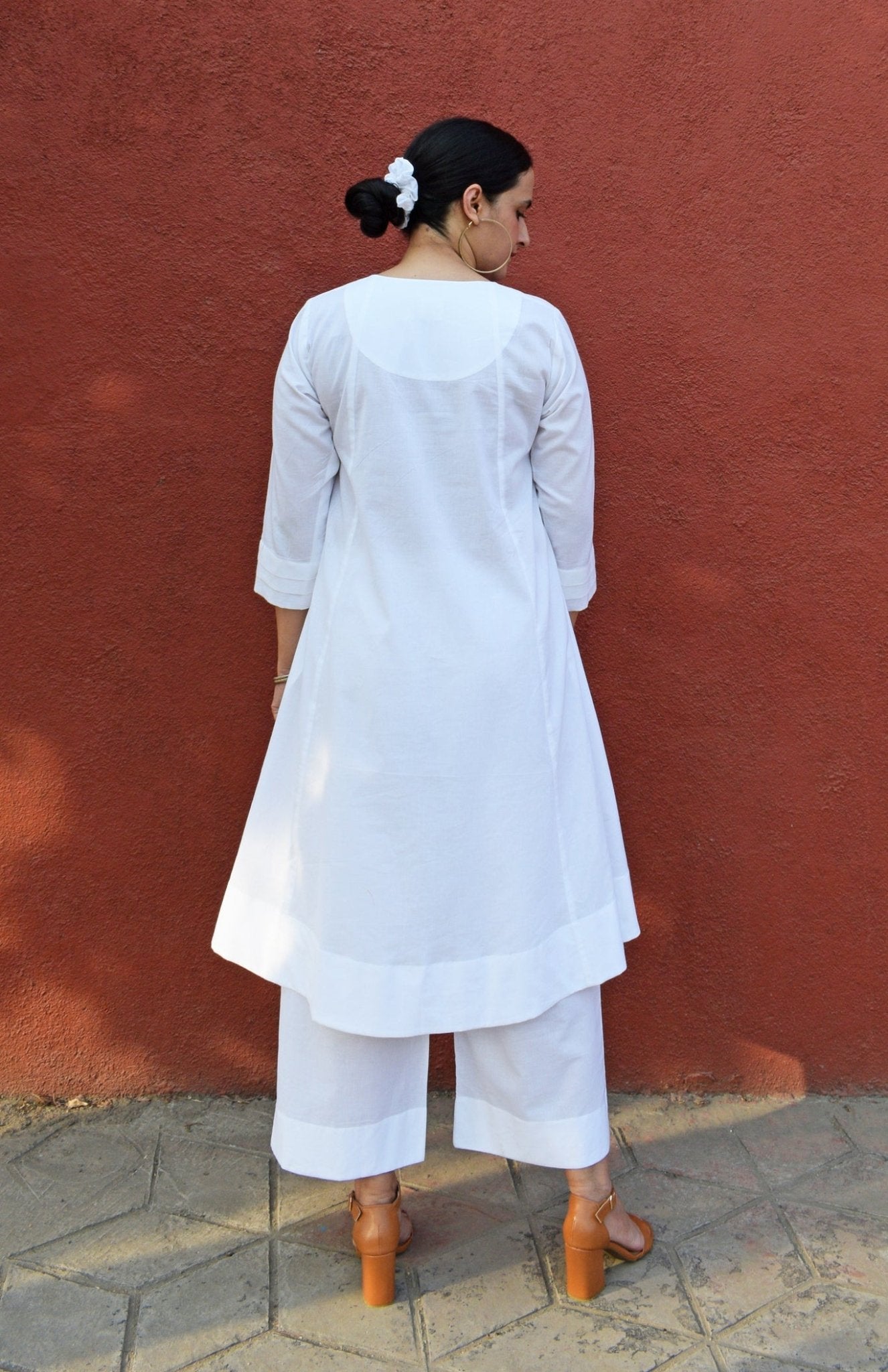 White A Line Kurta with Panels - CiceroniKurta, Everyday WearHouse of Moxa