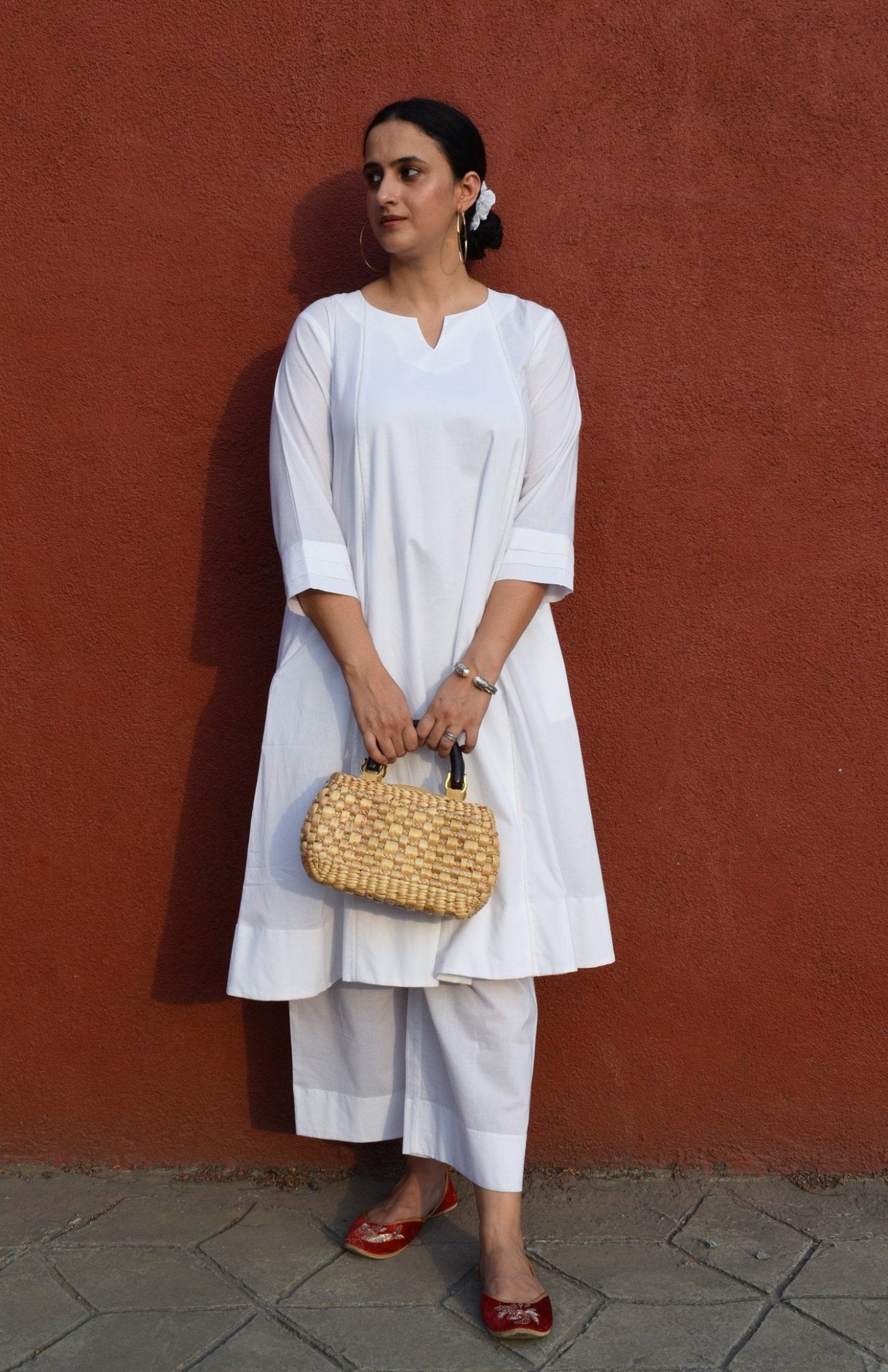 White A Line Kurta with Panels - CiceroniKurta, Everyday WearHouse of Moxa
