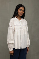 White Breezy Relaxed Fit Top - CiceroniTopsSutra Art of Clothing