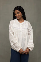 White Breezy Relaxed Fit Top - CiceroniTopsSutra Art of Clothing
