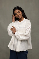 White Breezy Relaxed Fit Top - CiceroniTopsSutra Art of Clothing
