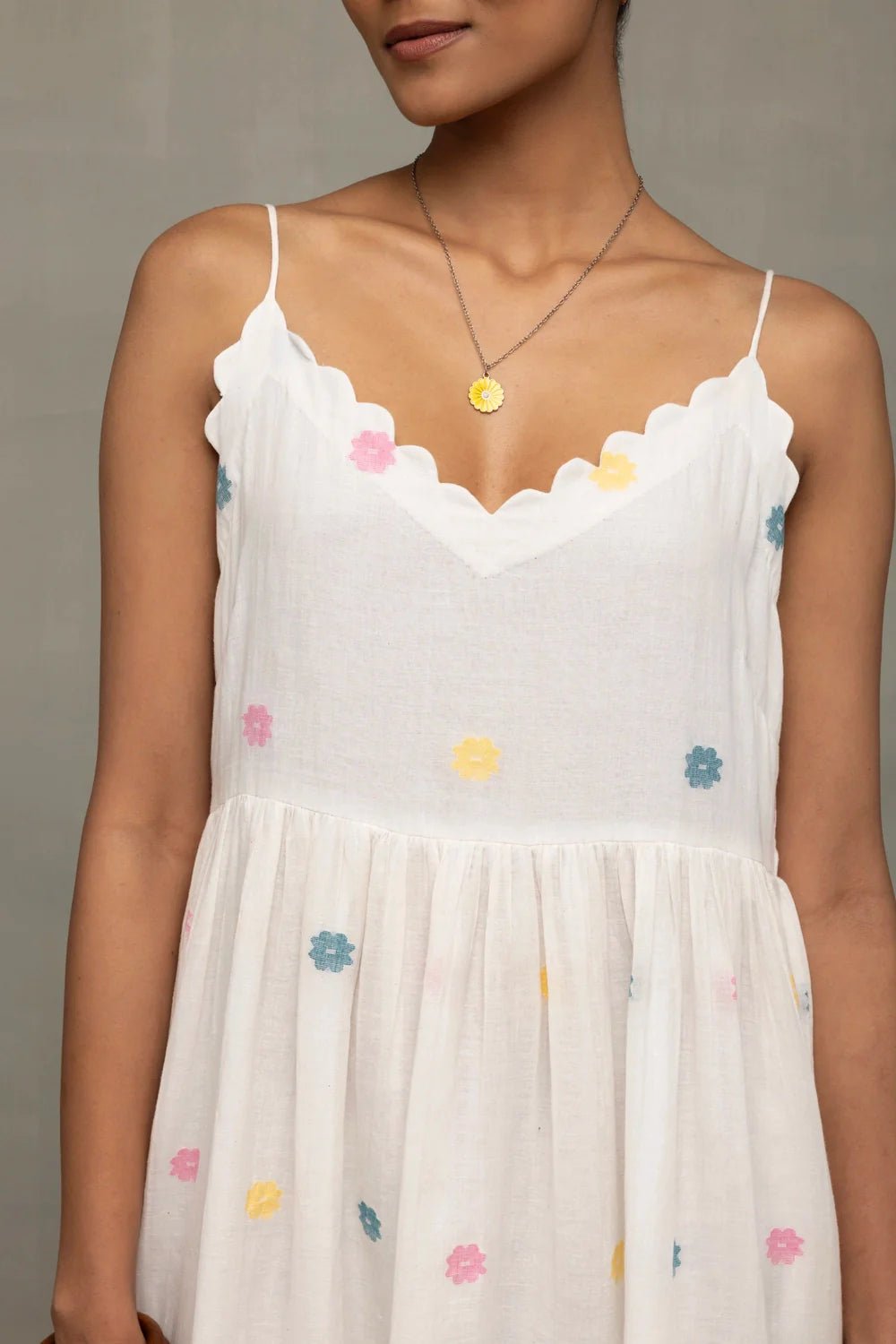 White Gulrang Pure Cotton Jamdani Dress - CiceroniDressesSutra Art of Clothing
