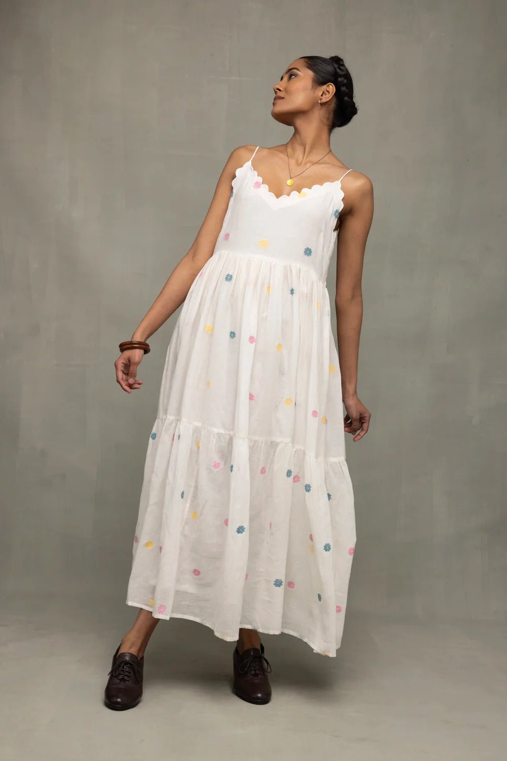White Gulrang Pure Cotton Jamdani Dress - CiceroniDressesSutra Art of Clothing