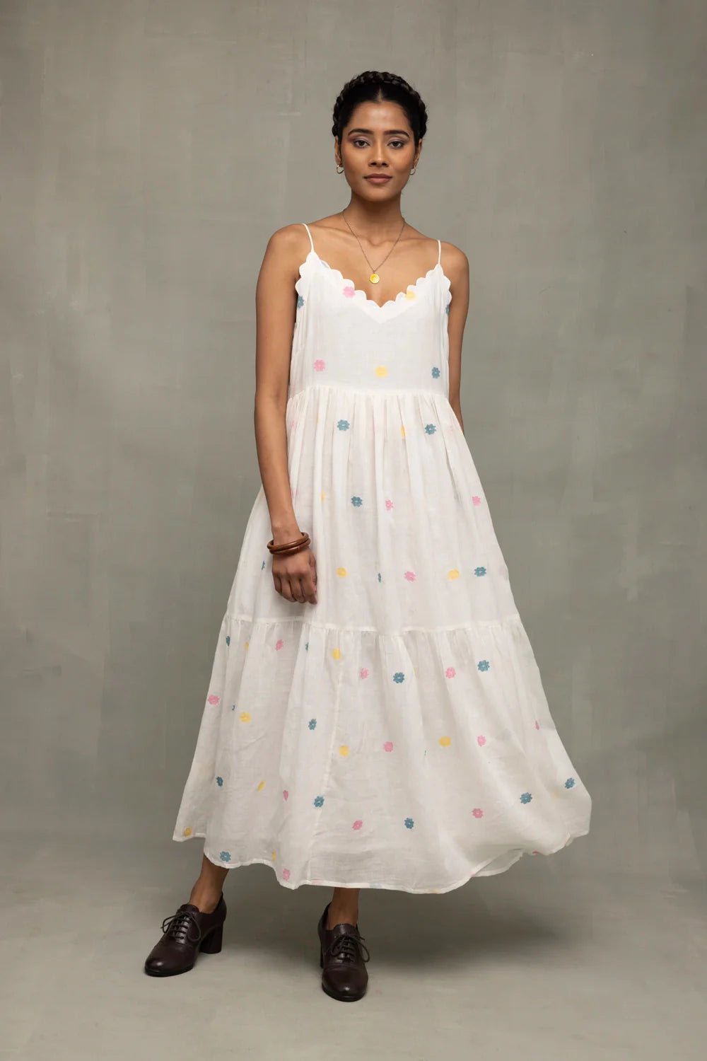 White Gulrang Pure Cotton Jamdani Dress - CiceroniDressesSutra Art of Clothing