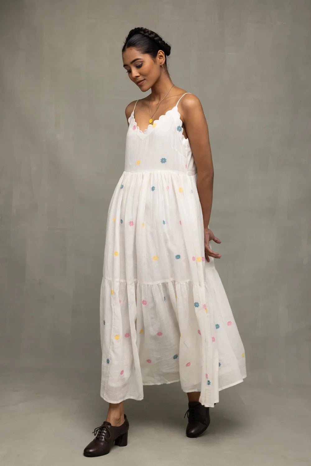 White Gulrang Pure Cotton Jamdani Dress - CiceroniDressesSutra Art of Clothing