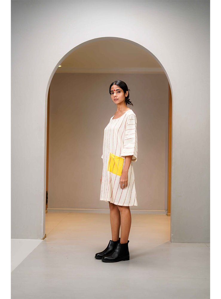 White Khesh Shift Dress - CiceroniDressesPrathaa