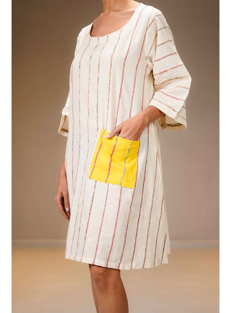 White Khesh Shift Dress - CiceroniDressesPrathaa