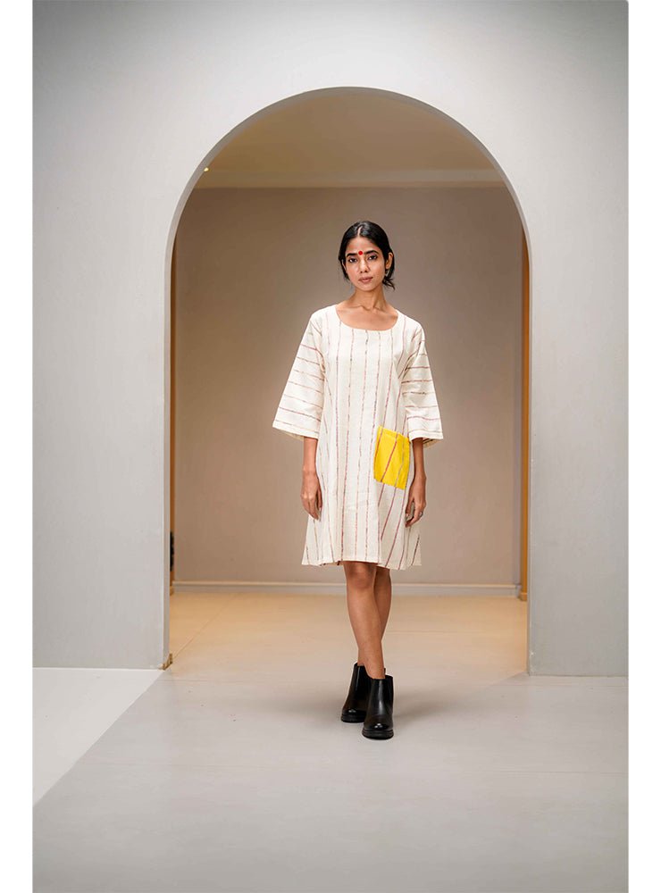 White Khesh Shift Dress - CiceroniDressesPrathaa