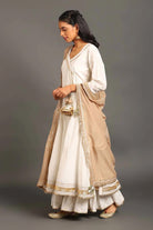 White Mastani Anarkali Set - CiceroniKurta Set, Festive WearOmaana