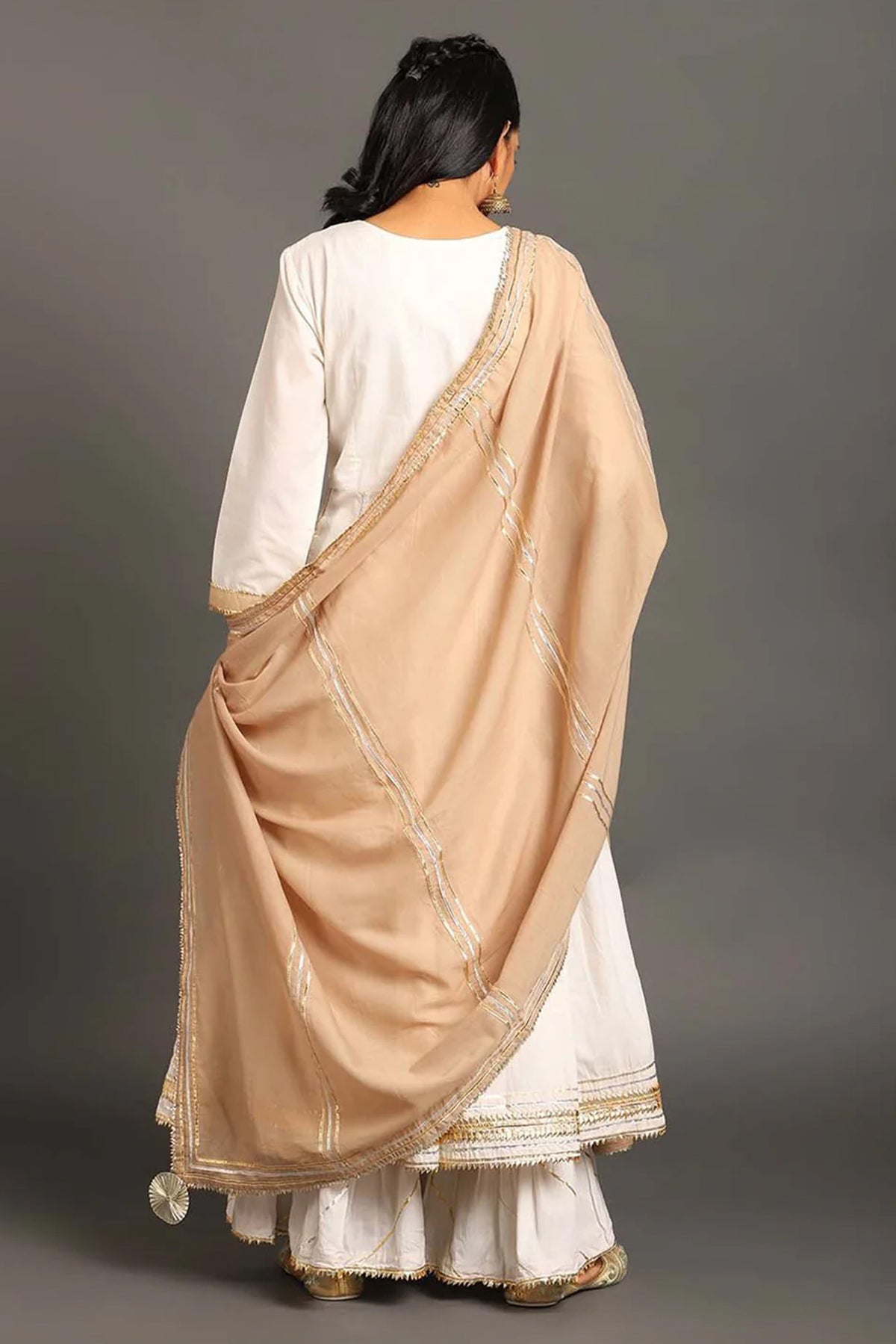 White Mastani Anarkali Set - CiceroniKurta Set, Festive WearOmaana