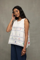 White Mist Cotton Jamdani Top - CiceroniTopsSutra Art of Clothing