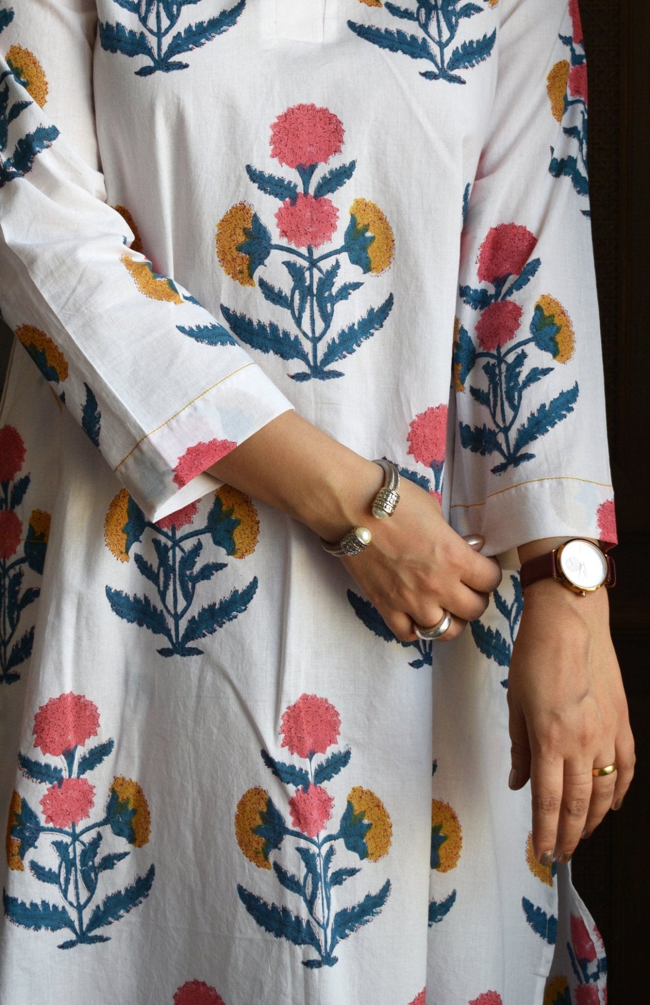 White Mughal Hand - block Printed Co - ord Set - CiceroniKurta Set, Everyday WearHouse of Moxa