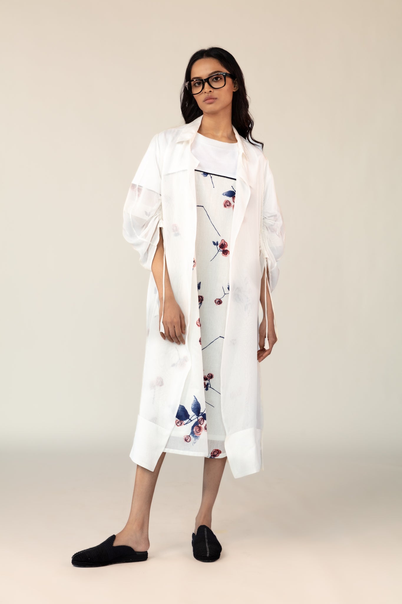 White Overlay Shift Dress Set - CiceroniJacketsOtouto