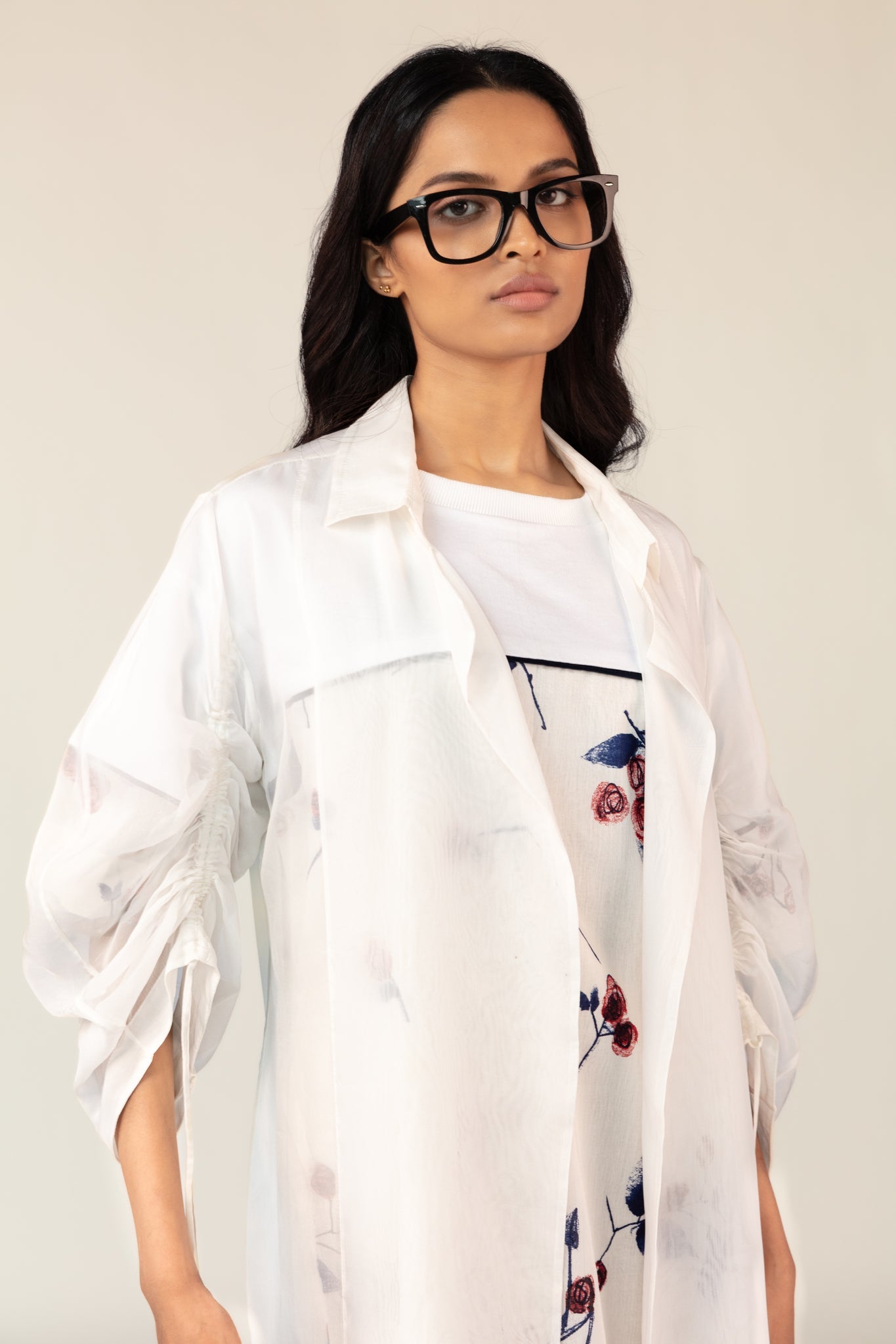 White Overlay Shift Dress Set - CiceroniJacketsOtouto
